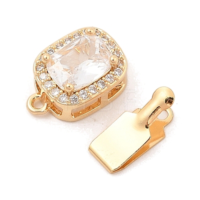 Brass Micro Pave Cubic Zirconia Box Clasps KK-C080-13G-01-1