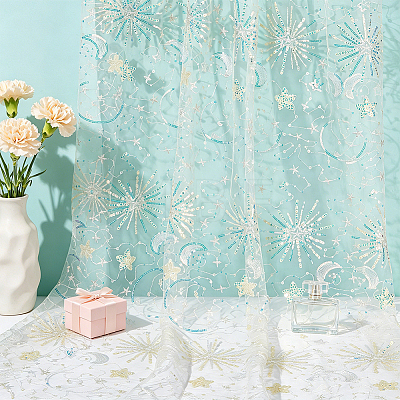 PE Plastic Star Moon Sequins Fabric DIY-WH0816-598A-1