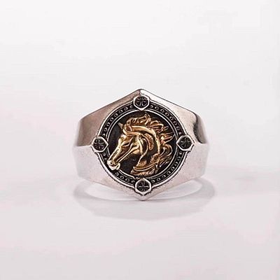 Retro War Horse Pattern Alloy Cuff Rings for Men FS-WGC2812-02-1