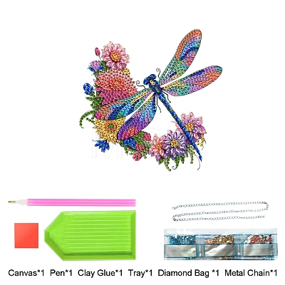 Flower Dragonfly DIY Diamond Painting Pendant Decoration Kits PW-WG70FB5-01-1