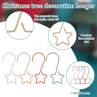 100Pcs 4 Colors Star Stainless Steel Hook Hangers STAS-ME0003-32-1