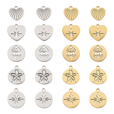  Jewelry 20Pcs 10 Style 304 Stainless Steel Pendants STAS-PJ0001-42-1