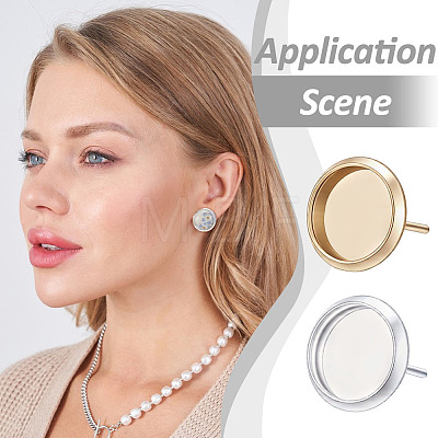 304/202 Stainless Steel Stud Earring Findings STAS-UN0065-02-1