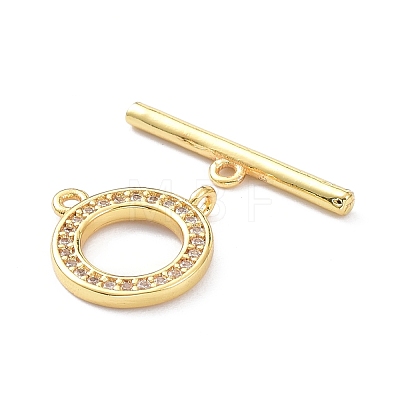 Brass Micro Pave Clear Cubic Zirconia Toggle Clasps ZIRC-P085-05G-1