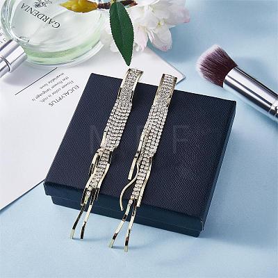 Boho Tassel Chandelier Earrings Cubic Zirconia Long Earrings Crystal Dangling Earrings Long Drop Chain Earrings Long Rhinestone Tassel Earrings for Women JE1070A-1