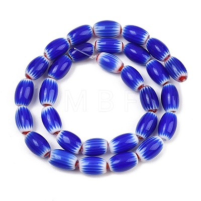 Handmade Millefiori Glass Oval Beads Strands LK-Z001-02B-05-1