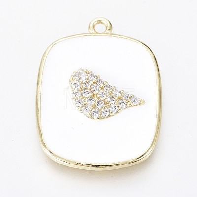 Golden Plated Brass Micro Pave Clear Cubic Zirconia Pendants KK-F807-17-G-1