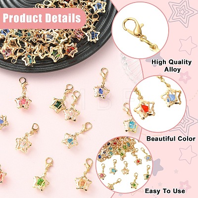 45Pcs 9 Colors Iron Rhinestone Pendant Decorations HJEW-YW00500-1