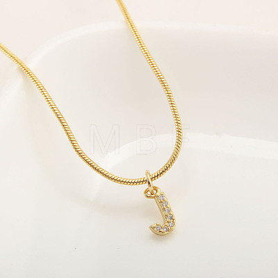 Brass Micro Pave Clear Cubic Zirconia Pendant Initial Necklaces FS-WGC46E8-10-1