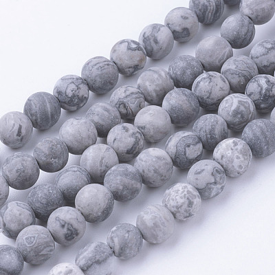 Natural Map Stone/Picasso Stone/Picasso Jasper Bead Strands G-G735-27F-6mm-1