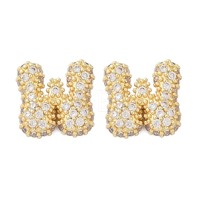 Brass Micro Pave Cubic Zirconia Stud Earrings EJEW-Z091-04G-W-1