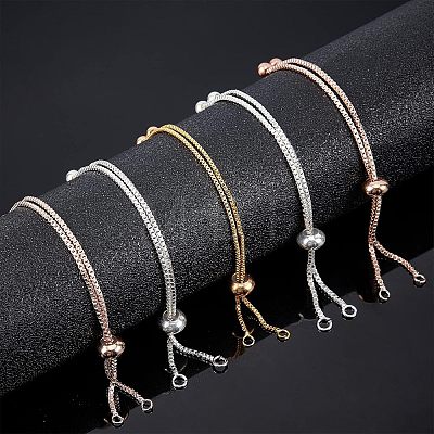  12Pcs 3 Colors Brass Box Chain Slider Bracelet Making KK-NB0001-79-1