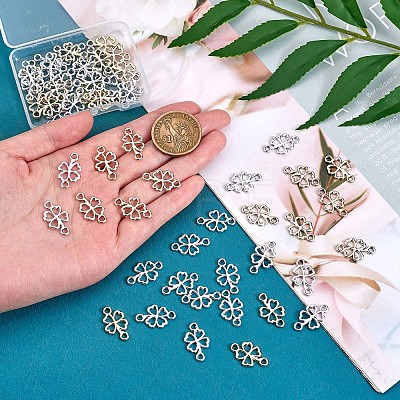 60 Pieces Four Leaf Clover Connector Charm Alloy Lucky Clover Charm Pendant with Jump Ring for Jewelry Necklace Bracelet Earring Making Crafts JX338A-1