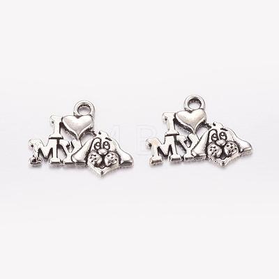 Tibetan Style Alloy Puppy Pendants TIBEP-0399-S-FF-1