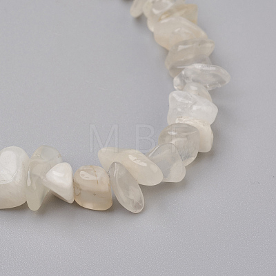 Natural White Moonstone Chip Beads Anklets AJEW-AN00229-02-1