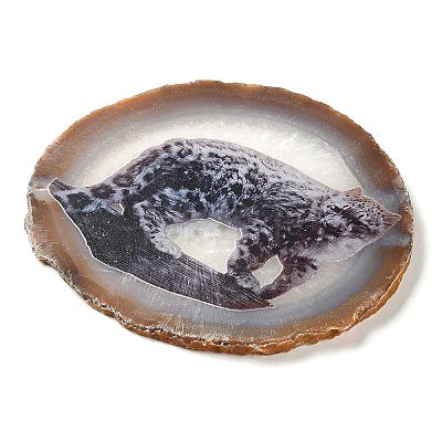 Printed Natural Agate Slice Stone Ornament DJEW-M011-03G-1