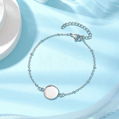 304 Stainless Steel Round Cabochon Setting Bracelets BJEW-JB11091-02-1