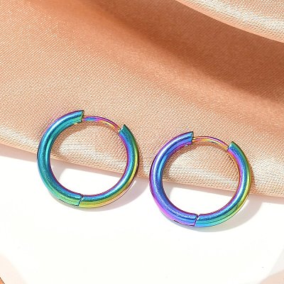 202 Stainless Steel Huggie Hoop Earrings EJEW-F111A-18mm-RC-1