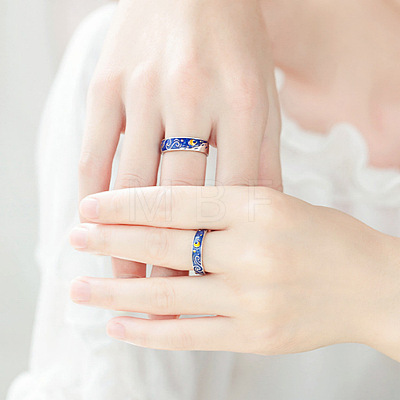 2Pcs Alloy Enamel Cuff Open Rings for Couple WGE1F67-02-1