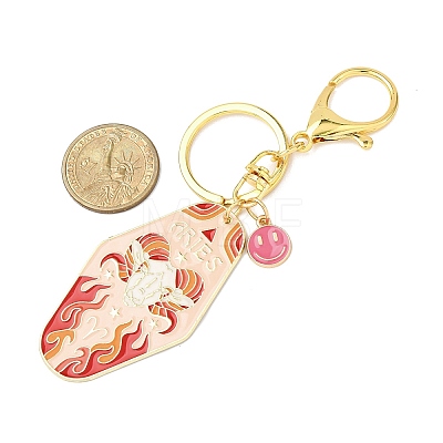 12Pcs Twelve Constellations Rack Plating Alloy Enamel Big Pendant Keychains KEYC-JKC01419-1