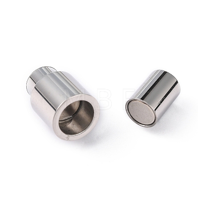 Smooth 304 Stainless Steel Magnetic Clasps with Glue-in Ends STAS-H048-4-1