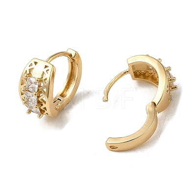 Brass Micro Pave Cubic Zirconia Hoop Earring EJEW-L271-19KCG-06-1