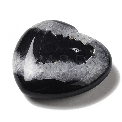 Natural Black Agate Love Heart Ornaments DJEW-Z007-01A-1