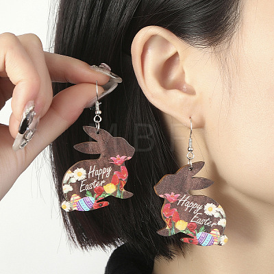 Easter Wood Dangle Earrings FS-WG30599-02-1
