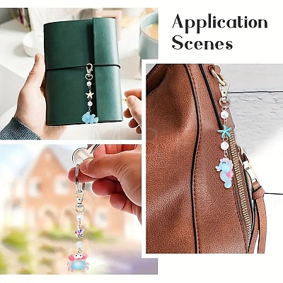 ABS Plastic Imitation Pearl & Synthetic Turquoise & Resin Pendant Decorations HJEW-YW00313-01-1