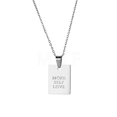 304 Stainless Steel Inspirational MORE SELF LOVE Dog Tag Pendant Necklaces for Women WG6E5CF-02-1