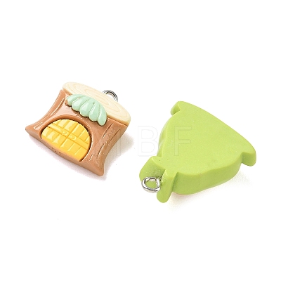 Opaque Resin Imitation House Pendants RE-CBA40A4-04-1