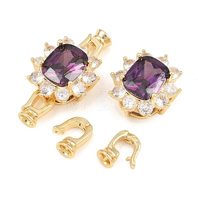 Brass Pave Cubic Zirconia Fold Over Clasps CU-CBAA6E8-09G-1