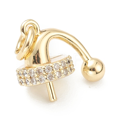 Brass Clear Cubic Zirconia Charms ZIRC-B010-26G-1