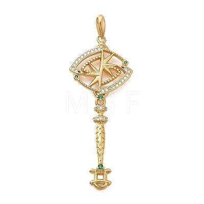 Brass Micro Pave Cubic Zirconia Big Pendants KK-B147-04G-10-1