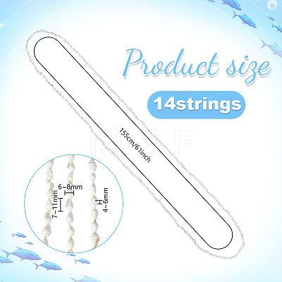 Natural Shell Beaded Long Necklaces for Women AJEW-WH0460-131A-1