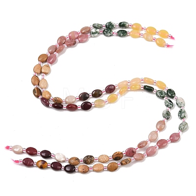 Natural Green Spot Jasper & Mookaite & Picture Jasper & Rhodonite & Lemon Jade Beads Strands G-Z135-A09-1