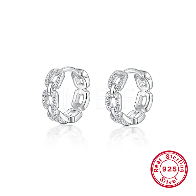 Rhodium Plated 925 Sterling Silver Micro Pave Cubic Zirconia Hoop Earrings KY3398-1-1