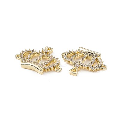Brass Micro Pave Clear Cubic Zirconia Connetor Charms KK-E068-VB043-1