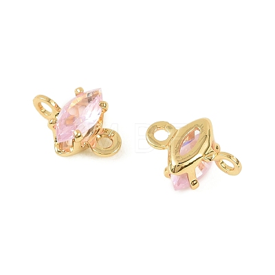 Brass Pave Cubic Zirconia Horse Eye Connector Charms KK-P347-03G-01-1