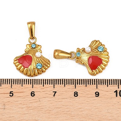 304 Stainless Steel Rhinestone Pendants STAS-P438-02G-1