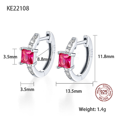 Platinum Rhodium Plated 925 Sterling Silver Hoop Earrings ZC1005-9-1