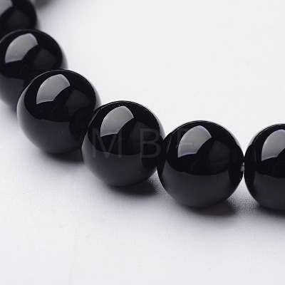 Natural Black Agate(Dyed) Beaded Stretch Bracelets BJEW-F203-09-1