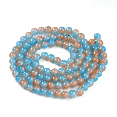 Baking Painted Imitation Jade Glass Round Bead Strands DGLA-N003-8mm-06-1