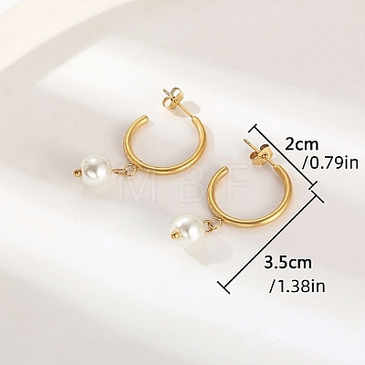 304 Stainless Steel Ring Half Hoop Earrings ZQ3356-2-1