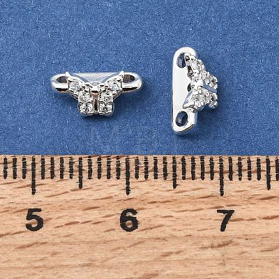 Brass Micro Pave Clear Cubic Zirconia 2-Loop Butterfly Spacer Bars KK-C258-14S-1