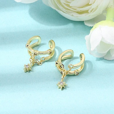 Brass Micro Pave Cubic Zirconia Cuff Earrings for Women CU-CBAE7DF-28G-1