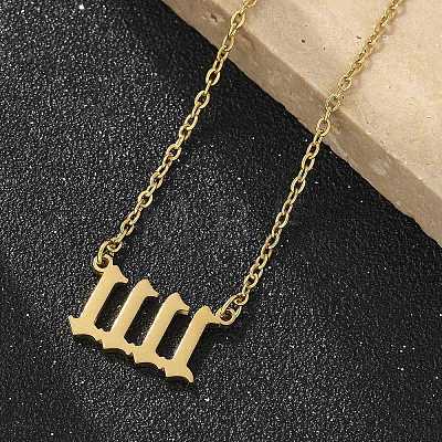 304 Stainless Steel Number 11:11 Pendant Necklaces NJEW-NH0002-01G-04-1