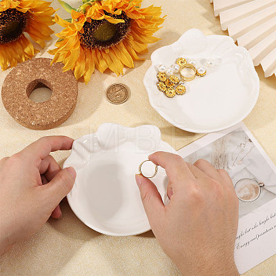 2Pcs Bowknot Porcelain Jewelry Storage Display Trays for Rings AJEW-GL0003-48B-1
