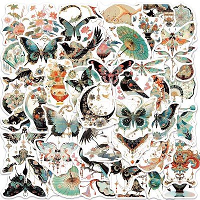 PVC Self-Adhesive Cartoon Butterfly Stickers STIC-PW0020-08-1
