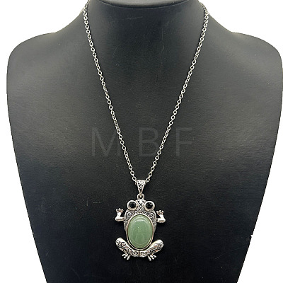 Fashionable Alloy Pave Natural Stone Pendant Necklaces DT8529-4-1